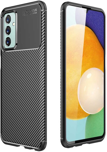 Samsung Galaxy M23 Kılıf Negro Karbon Kamera Korumalı Silikon+Nano Glass Siyah