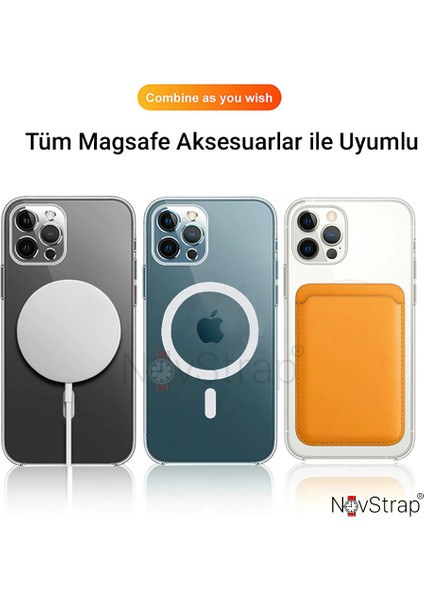 Apple iPhone 12 Uyumlu Magsafe Kılıf 6.1 Inç Şeffaf Magsafe Full Kamera Korumalı Kapak