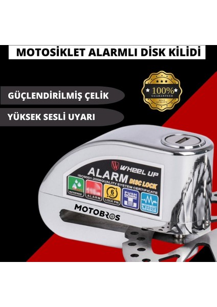 Güçlendirilmiş Alarmlı Çelik Motosiklet Disk Kilidi (Yüksek Ses)