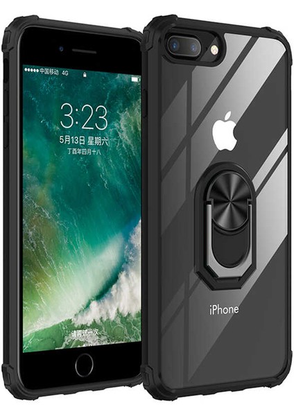 Iphone 8 Plus Tam Korumalı Yüzüklü Renkli Kenarlı Manyetik Mola Kılıf