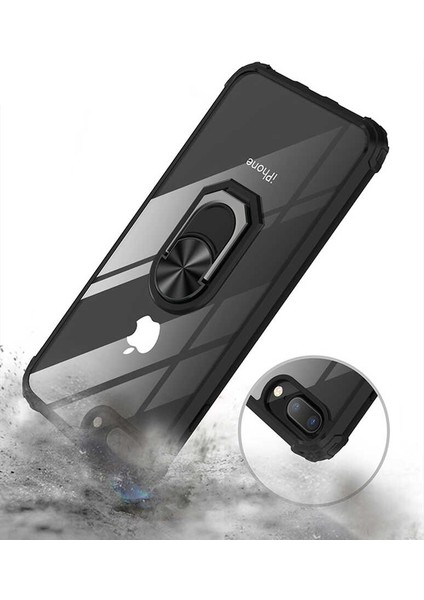 Iphone 8 Plus Tam Korumalı Yüzüklü Renkli Kenarlı Manyetik Mola Kılıf
