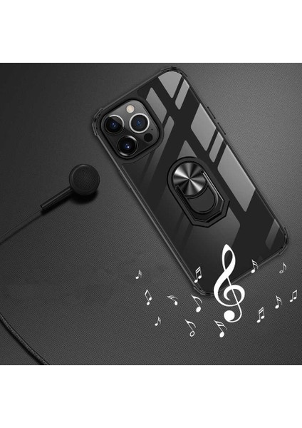Iphone 13 Pro Max Tam Korumalı Yüzüklü Renkli Kenarlı Manyetik Mola Kılıf