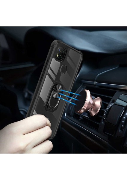 Xiaomi Redmi 9c Tam Korumalı Yüzüklü Renkli Kenarlı Manyetik Mola Kılıf modelleri