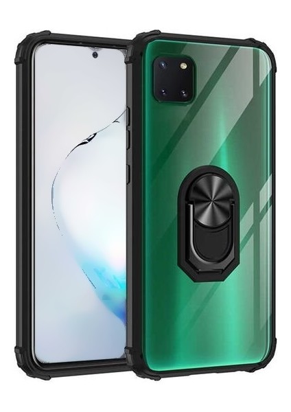 Samsung Galaxy Note 10 Lite Tam Korumalı Yüzüklü Renkli Kenarlı Manyetik Mola Kılıf