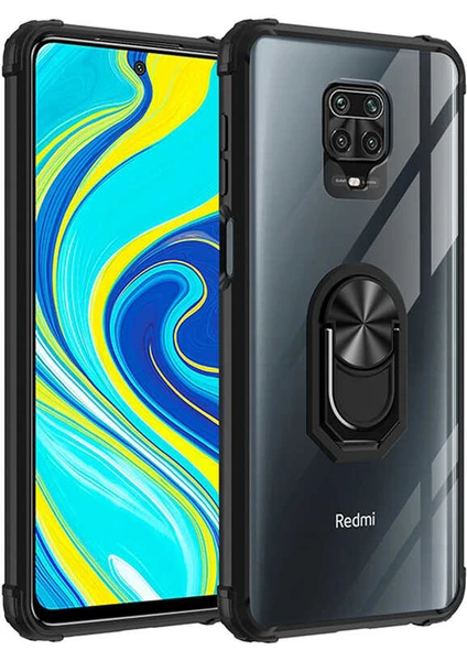 Xiaomi Redmi Note 9s Tam Korumalı Yüzüklü Renkli Kenarlı Manyetik Mola Kılıf