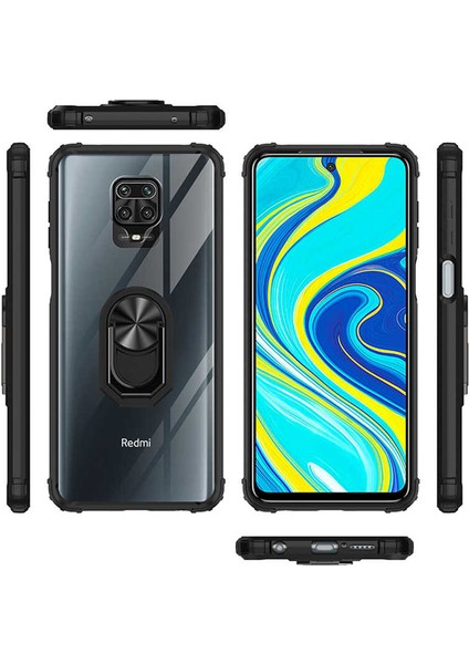 Xiaomi Redmi Note 9s Tam Korumalı Yüzüklü Renkli Kenarlı Manyetik Mola Kılıf