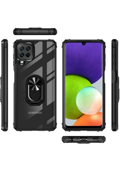 Samsung Galaxy A22 Tam Korumalı Yüzüklü Renkli Kenarlı Manyetik Mola Kılıf fırsatları