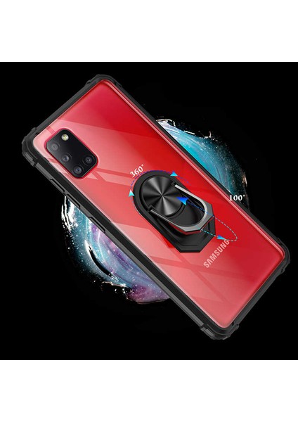 Samsung Galaxy A31 Tam Korumalı Yüzüklü Renkli Kenarlı Manyetik Mola Kılıf