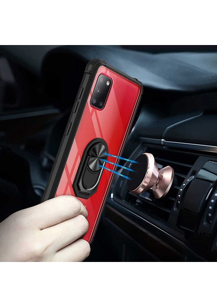 Samsung Galaxy A31 Tam Korumalı Yüzüklü Renkli Kenarlı Manyetik Mola Kılıf
