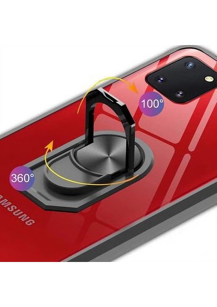 Samsung Galaxy Note 10 Lite Tam Korumalı Yüzüklü Renkli Kenarlı Manyetik Mola Kılıf modelleri