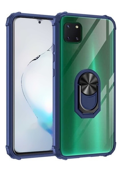 Samsung Galaxy Note 10 Lite Tam Korumalı Yüzüklü Renkli Kenarlı Manyetik Mola Kılıf