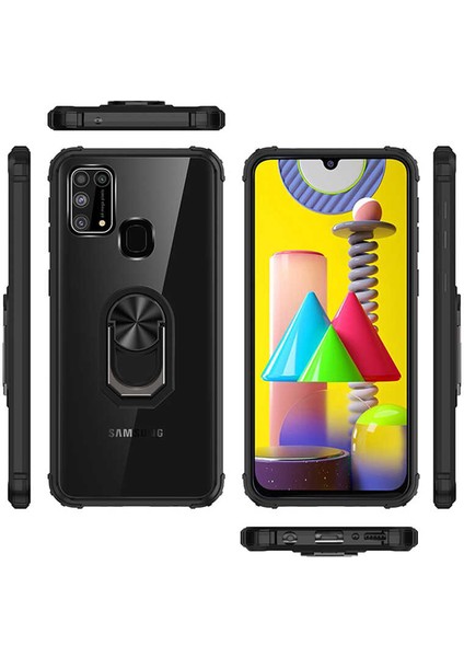 Samsung Galaxy M31 Tam Korumalı Yüzüklü Renkli Kenarlı Manyetik Mola Kılıf modelleri