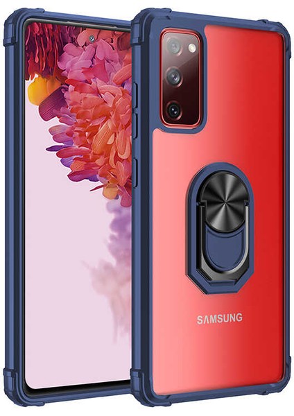Samsung Galaxy S20 Fe Tam Korumalı Yüzüklü Renkli Kenarlı Manyetik Mola Kılıf