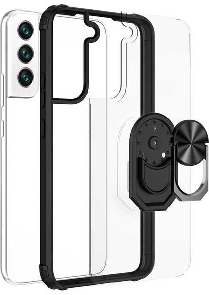 Samsung Galaxy S22 Plus Tam Korumalı Yüzüklü Renkli Kenarlı Manyetik Mola Kılıf