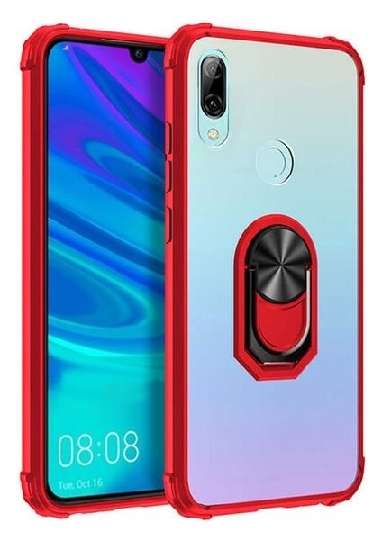 Huawei P Smart 2019 Tam Korumalı Yüzüklü Renkli Kenarlı Manyetik Mola Kılıf