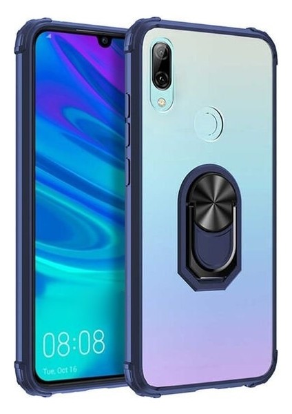 Huawei P Smart 2019 Tam Korumalı Yüzüklü Renkli Kenarlı Manyetik Mola Kılıf