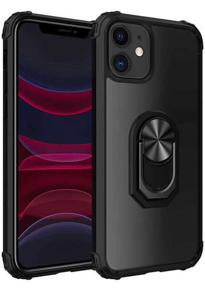 Iphone 11 Tam Korumalı Yüzüklü Renkli Kenarlı Manyetik Mola Kılıf Ekran Koruyucu