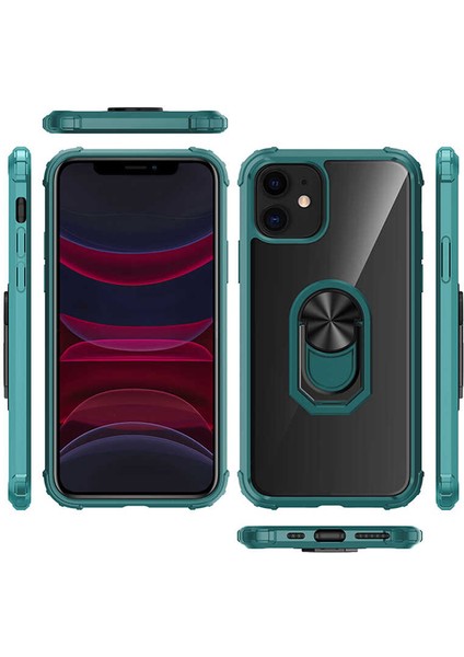 Iphone 11 Tam Korumalı Yüzüklü Renkli Kenarlı Manyetik Mola Kılıf Ekran Koruyucu indirimleri