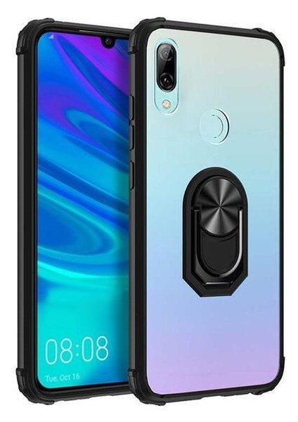 Huawei P Smart 2019 Tam Korumalı Yüzüklü Renkli Kenarlı Manyetik Mola Kılıf Ekran Koruyucu