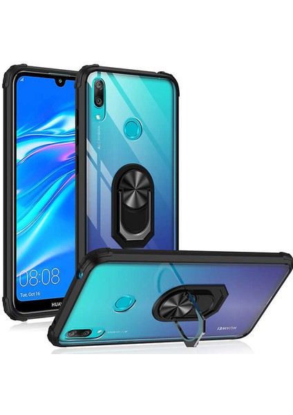 Huawei P Smart 2019 Tam Korumalı Yüzüklü Renkli Kenarlı Manyetik Mola Kılıf Ekran Koruyucu fiyatları
