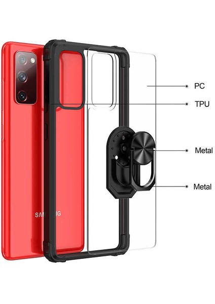 Samsung Galaxy S20 Fe Tam Korumalı Yüzüklü Renkli Kenarlı Manyetik Mola Kılıf Ekran Koruyucu indirimleri