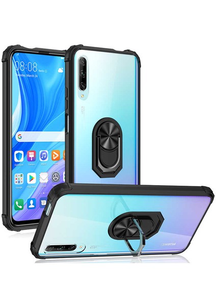 Huawei P Smart Pro Tam Korumalı Yüzüklü Renkli Kenarlı Manyetik Mola Kılıf Kırılmaz Ekran Koruyucu fiyatları