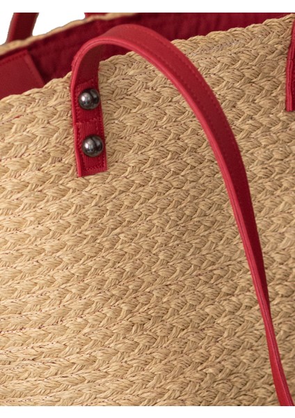 Kadın Kırmızı Askılı El Yapımı Hasır Omuz Çantası modelleri