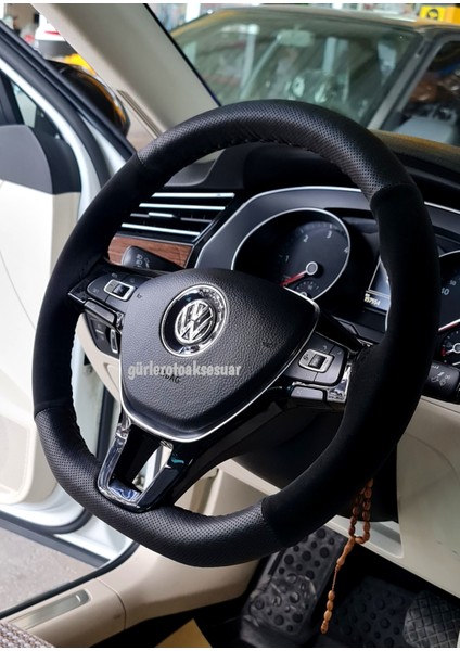 Vw Passat B8 Alcantara Direksiyon Kılıfı Dikmeli Noktalı Nubuk
