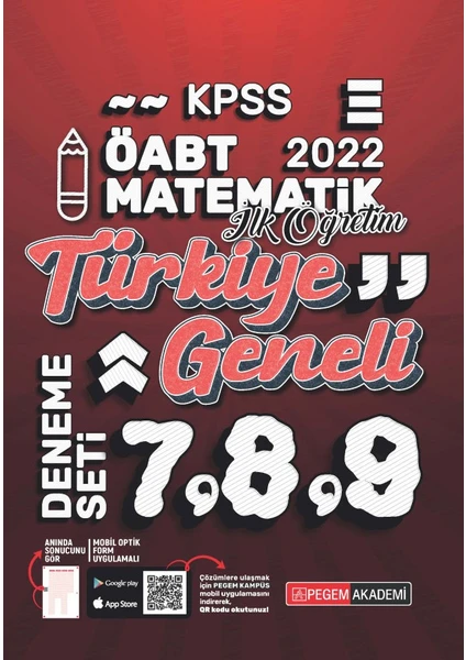 Pegem Akademi Yayıncılık 2022 KPSS ÖABT İlköğretim Matematik 7-8-9 (3'lü Deneme)