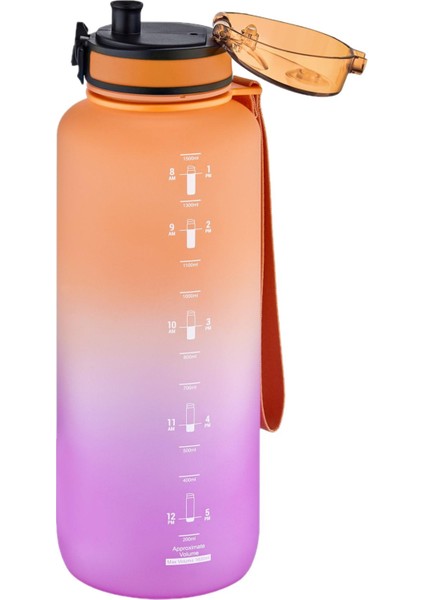 Motivasyon Matarası Mega Büyük Boy Çift Renk 1500 ml