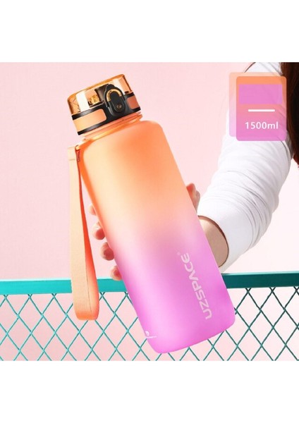 Motivasyon Matarası Mega Büyük Boy Çift Renk 1500 ml