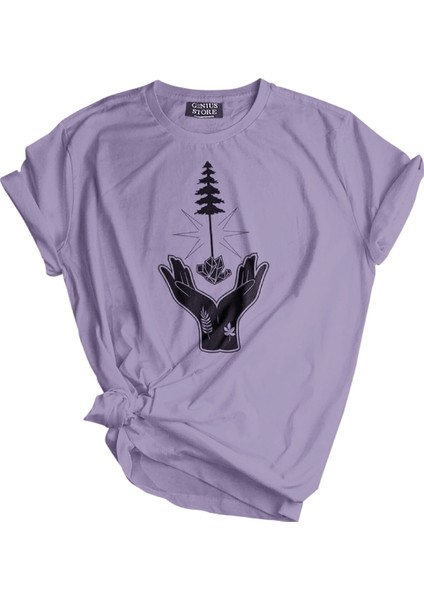 Erkek Tişört Baskılı Outdoor T-Shirt-El Agaç Lila