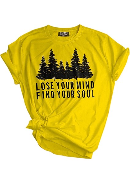 Erkek Tişört Baskılı Outdoor T-Shirt-Lose Your Sarı