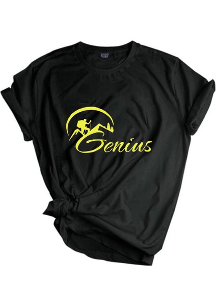 Genius Store Erkek Tişört Baskılı Outdoor T-Shirt-Genıus Siyah