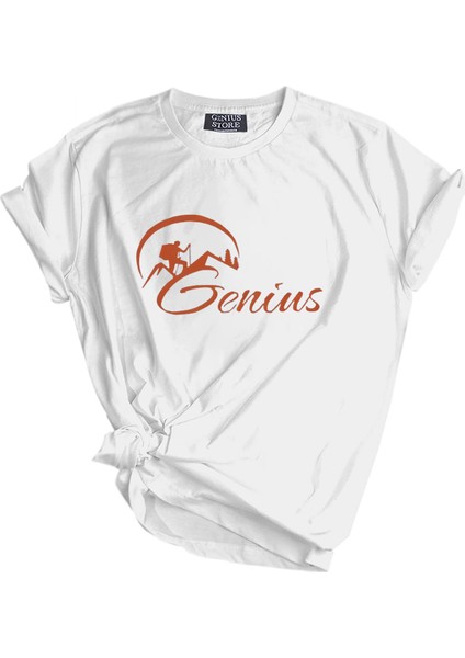 Genius Store Erkek Tişört Baskılı Outdoor T-Shirt-Genıus Beyaz