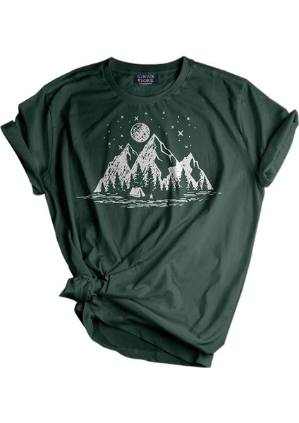 Erkek Tişört Baskılı Outdoor T-Shirt-Kamp Yeşil