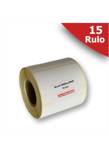80X40 Termal Etiket | 15 Rulo Barkod Etiketi