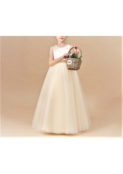 kidslife Inci Detaylı Ekru Kız Çocuk Balo Doğum Günü Mezuniyet Parti Abiye Elbise fırsatları
