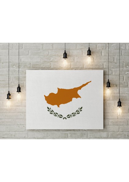 Güney Kıbrıs Rum Bayrağı Kanvas Tablo 40X55CM Kıbrıs Cumhuriyeti Bayrağı Dekoratif Tablo