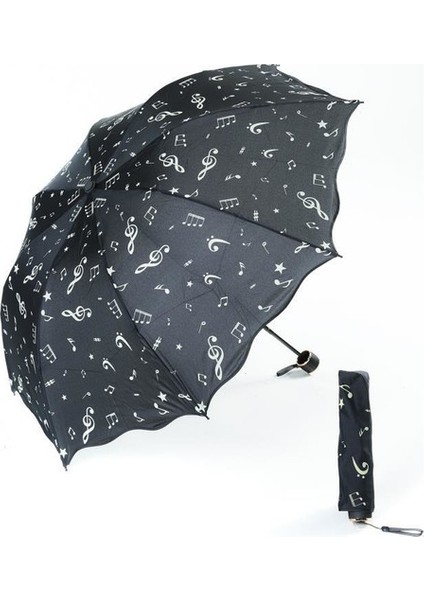Müzik Notalı Siyah Şemsiye