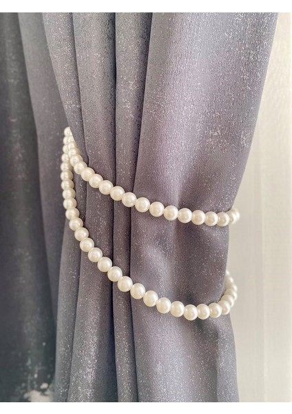 2 Adet Çift Sıra Incili Mıknatıslı Perde Dekoru & Perde Toplayıcı