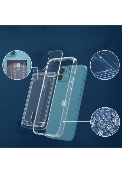iPhone 12 ile Uyumlu Şeffaf Kartlık Thunder Kapak