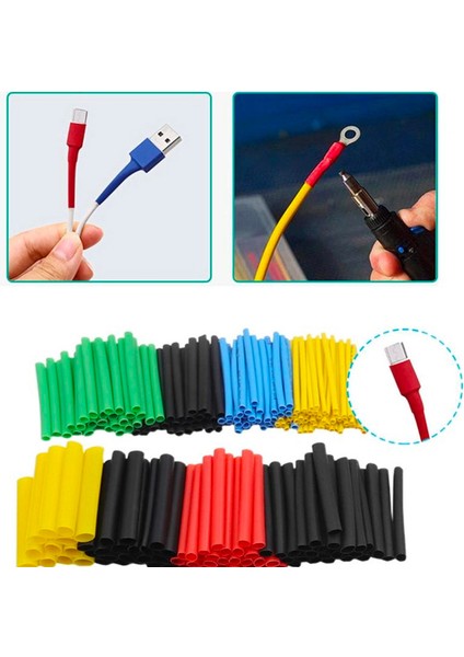 Ally 5 Renk Makaron Isı Ile Daralan Kablo Seti 530 Adet 8 Boy Set