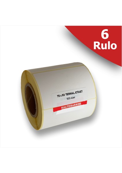 75X50 Termal Etiket | 6 Rulo Barkod Etiketi