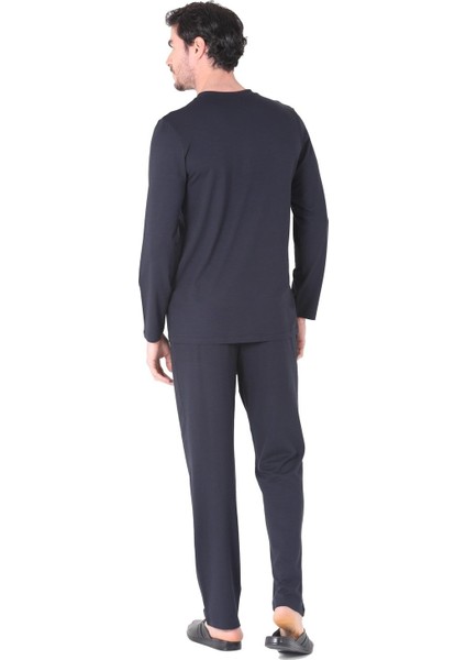 Erkek Uzun Kol Düğmeli Modal Yeni Sezon Pijama Takım