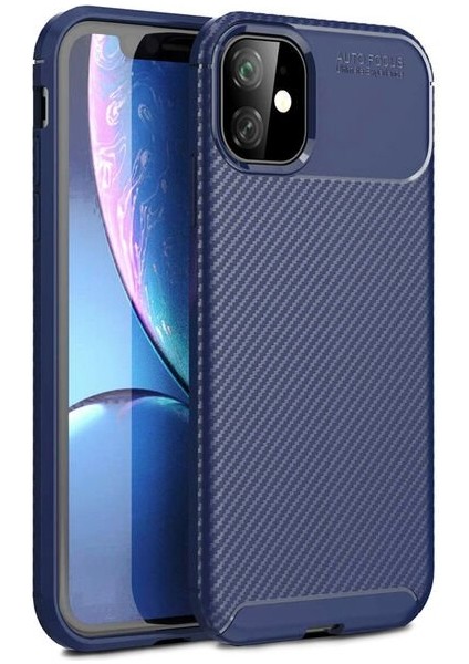 Iphone 11 Karbon Görünüm Negro Silikon Kılıf Ekran Koruyucu