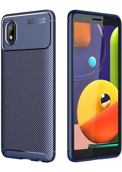 Samsung Galaxy A01 Core Karbon Görünüm Negro Silikon Kılıf Ekran Koruyucu