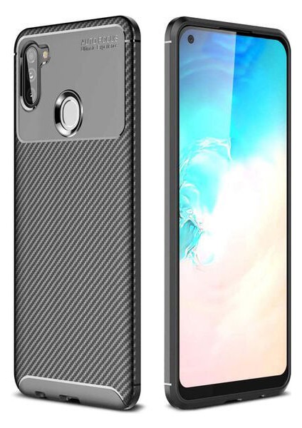 Samsung Galaxy M11 Karbon Görünüm Negro Silikon Kılıf