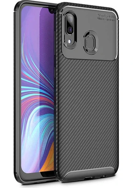 Samsung Galaxy A40 Karbon Görünüm Negro Silikon Kılıf