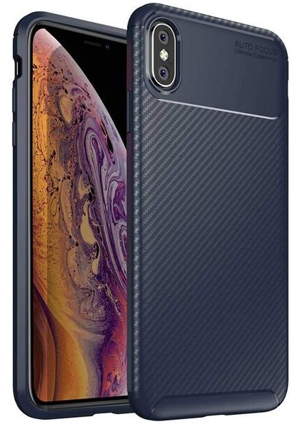 Iphone Xs Max Karbon Görünüm Negro Silikon Kılıf Ekran Koruyucu